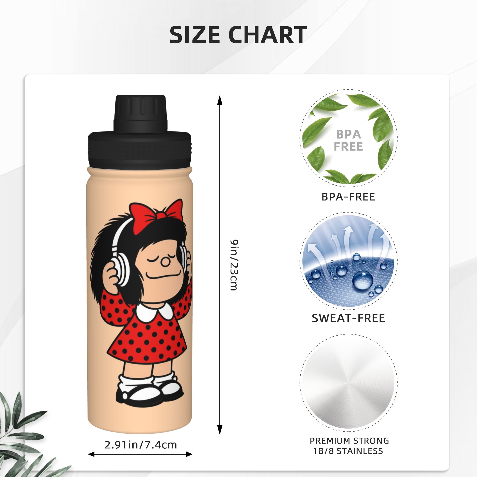 Cartoon M-Mafaldas 18OZ Sporto – Sports Water Bottle Insulated recenzja i cena
